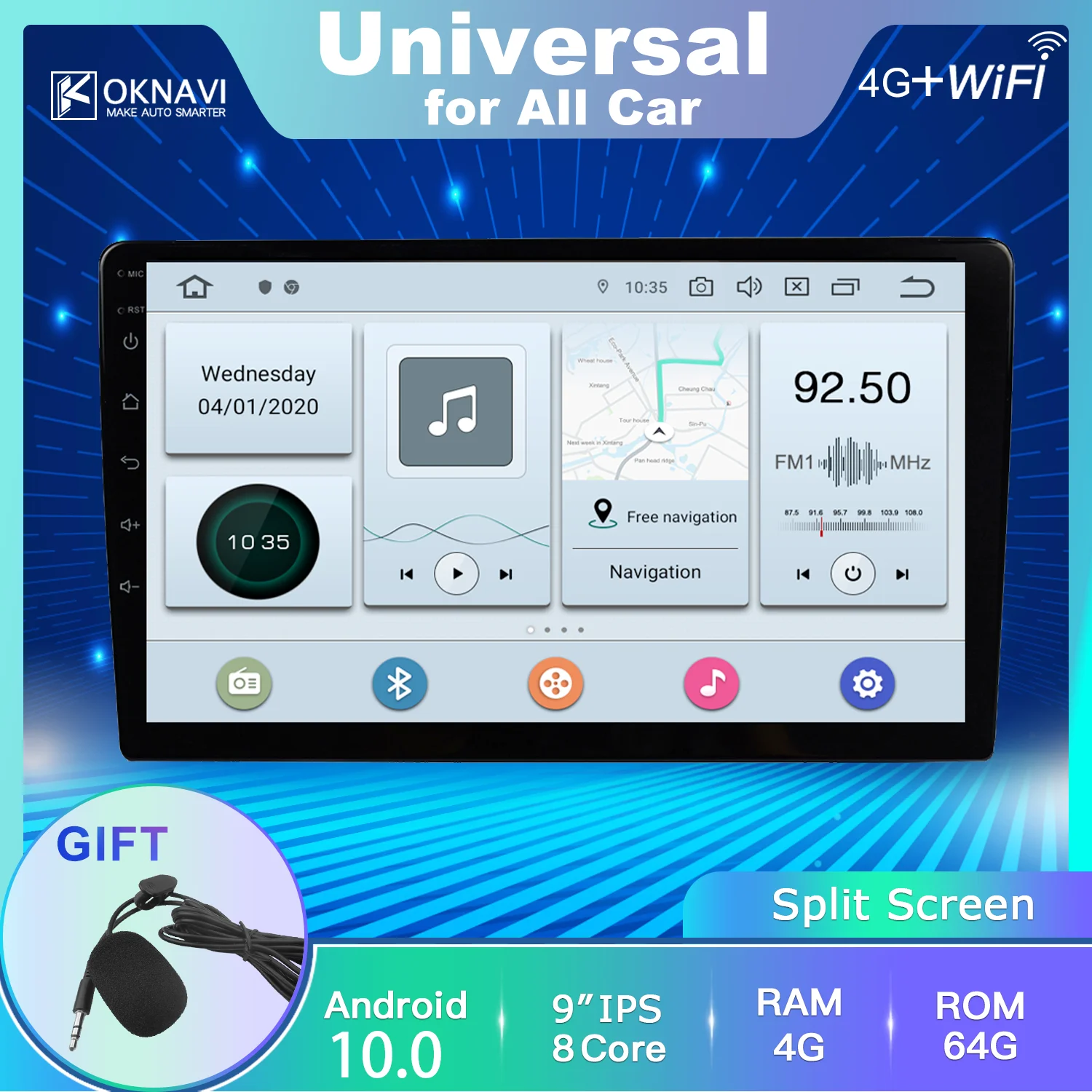

Car Radio Multimedia Player Universal Android 10 DSP Bluetooth Accessories Support Dvr No 2 Din RCA Power Connector Microphone