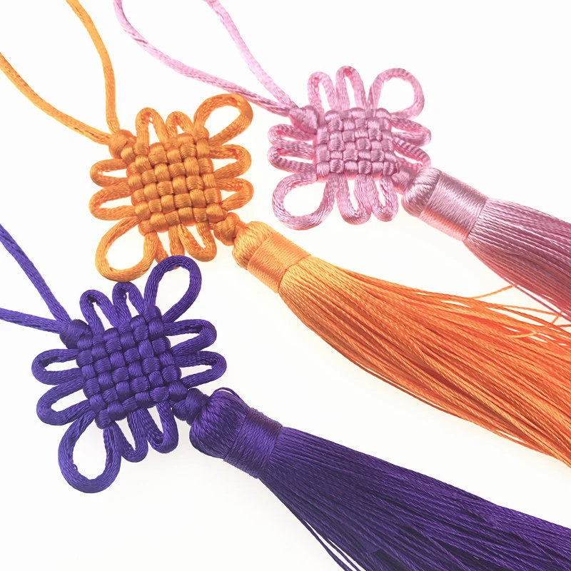2/5/10/20PCS handgemachte chinesische Knoten Glück Quasten Satin Seide Zahnseide Quaste für Neujahrsgeschenke Frühlingsfest DIY Handwerk Dekor – Detail 6