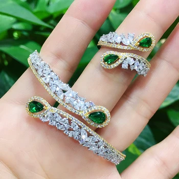 

SISCATHY 2019 Luxury Trendy Saudi Bangle Ring Set Jewelry Sets For Women Wedding Engagement brincos para as mulheres