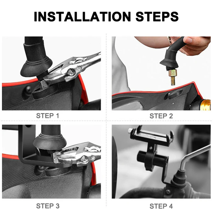 Aluminum Alloy Motorcycle Rearview Mirror Mount Handlebar Rearview Mirror Adapter Mobile Phone Bracket Expansion Bracket ALS88