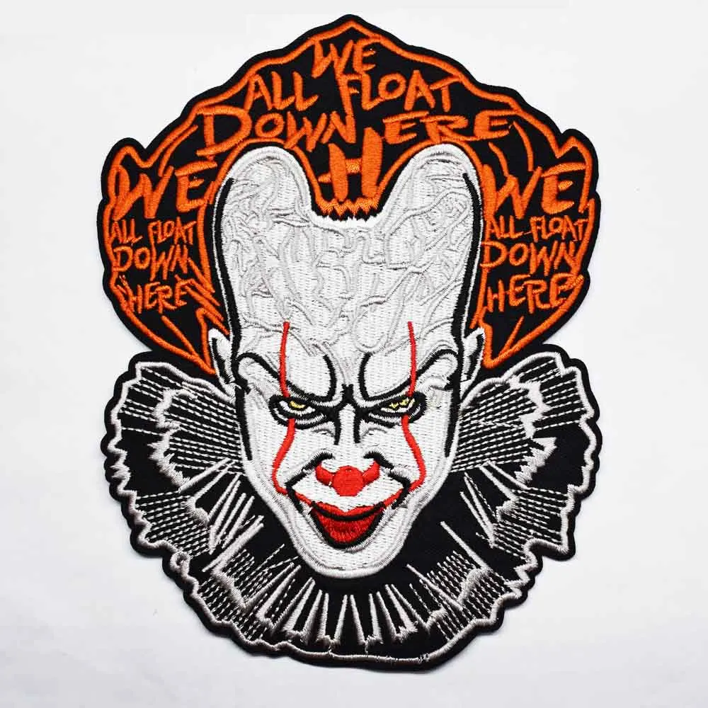 IT Pennywise Clown Embroidered Back Patch 8" x 6" Iron On Patch Stephen King NEW