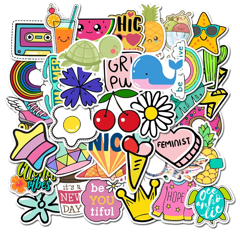 

10/30/50PCS Cartoon Cute Little Fresh Girl Toy Series Stationery Mobile Phone Notebook Water Cup Graffiti Stickers Wholesale