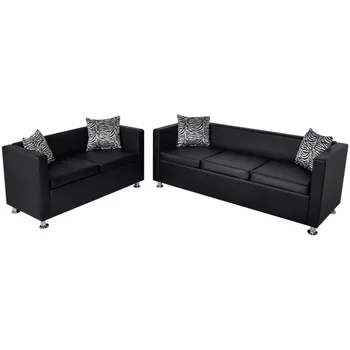

VidaXL 2-Seat And 3-Seat Sofa Set Synthetic Leather Black 272178