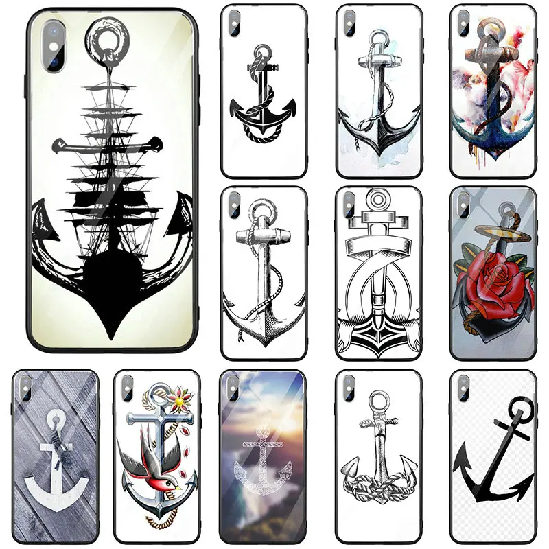 Чехол Anker из закаленного стекла с красивыми птицами и лодкой для телефона iPhone 5 5S SE