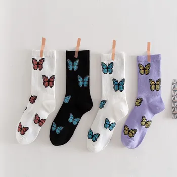 

20 Years Autumn New Products WOMEN'S Socks Cotton Socks Cool Trend hua ban wa Network Red Butterfly in Stockings Women's One's