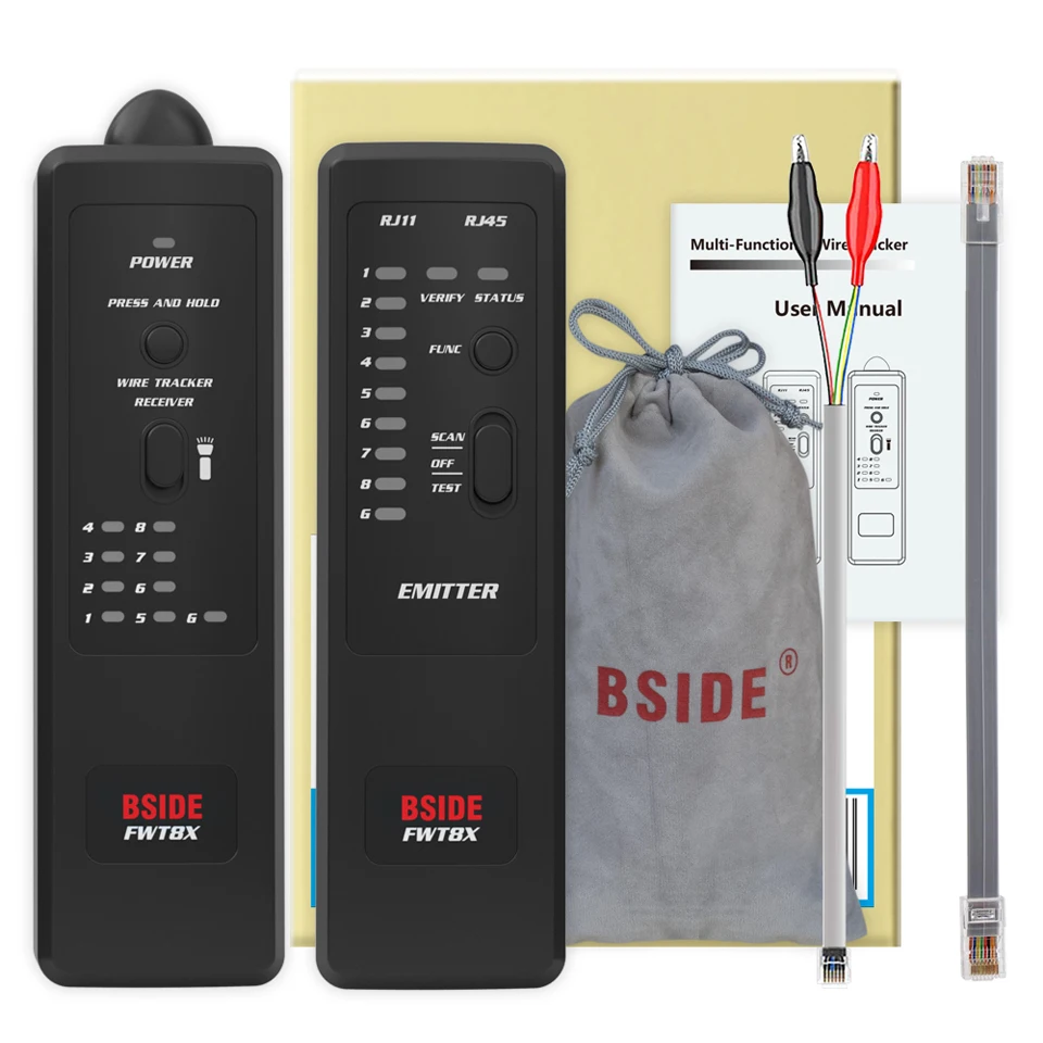 BSIDE FWT8X RJ11/45 Lan Tester Network Cable Tracker Detector