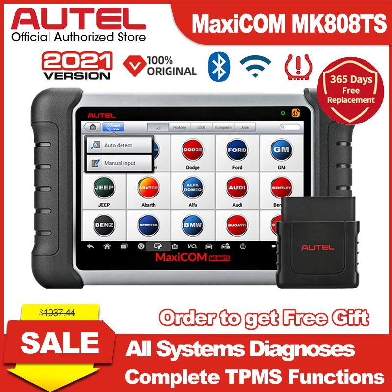Autel MaxiCOM MK808TS OBD2 escáner herramienta de escaneo de diagnóstico de coche para OBD automático 2 Sensor TPMS programación PK mk808bt MP808TS