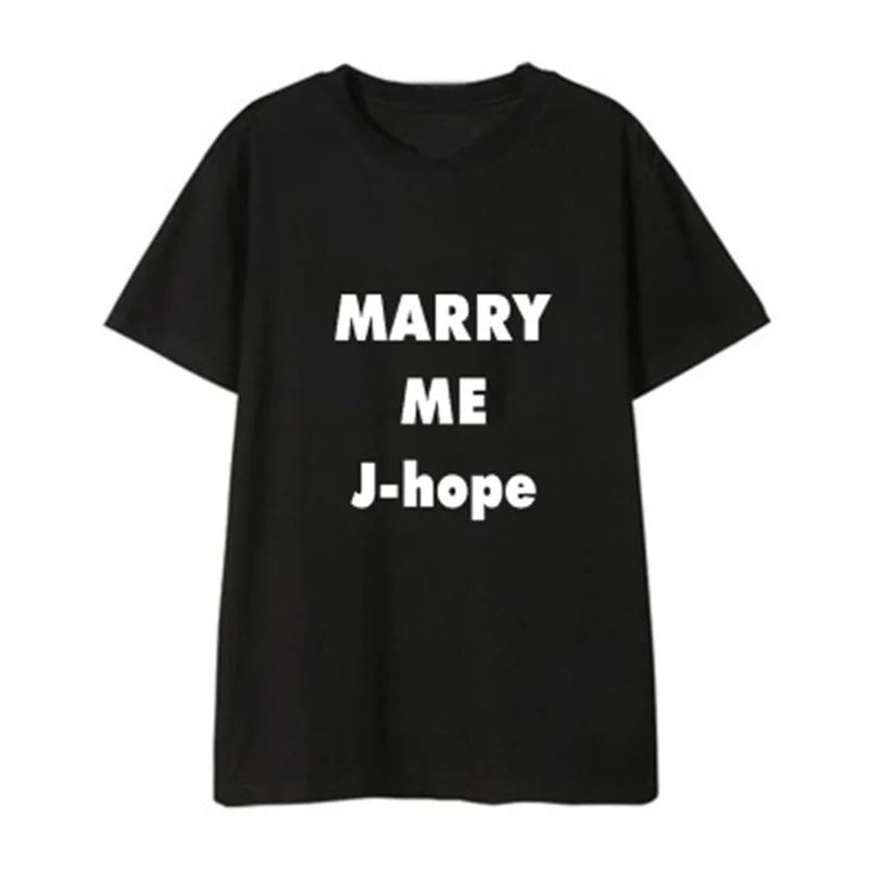 KPOP Bangtan/4 цвета, летняя футболка с короткими рукавами с принтом «MARRY ME JIN SUGA J-HOPE JUNG KOOK Rap Monster», LJJ423 - Цвет: J-HOPE Black