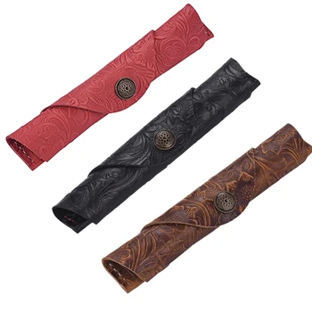 

Handmade Leather Fountain Pen Sleeve Roll Wrap Pen Pouch for Students and Artists