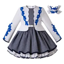 Pettigirl/платья из двух предметов для девочек; осеннее платье с головной убор; белое платье принцессы; одежда для детей; G-DMGD206-148