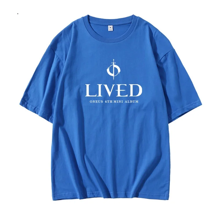 Summer style kpop oneus album lived same printing o neck short sleeve t shirt unisex fashion loose t-shirt 5 colors