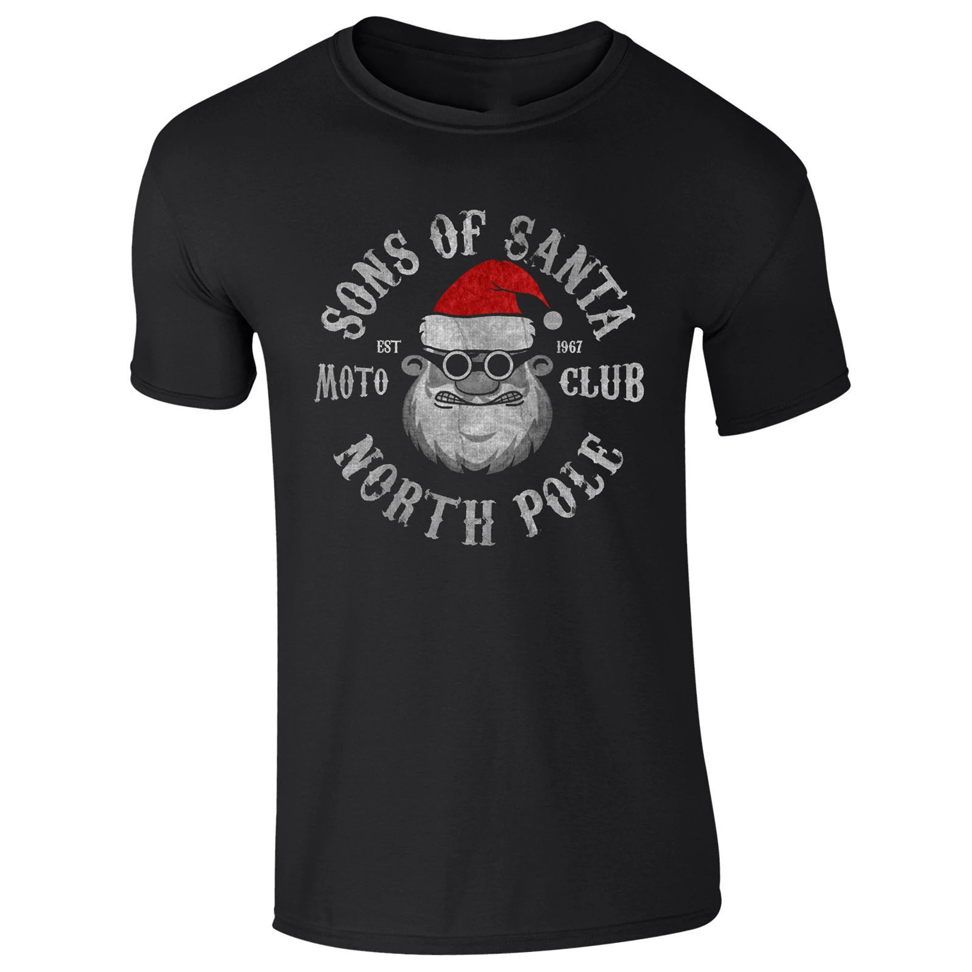 Мужская футболка с надписью Sons of Santa Moto Club North Pole дышащая в байкерском стиле