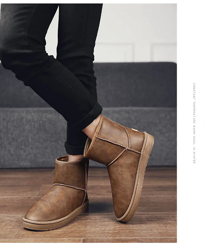 Bota Masculina/Новое поступление года; мужские ботинки на меху; теплая зимняя мужская рабочая обувь; модная обувь на резиновой подошве; размеры 39-45