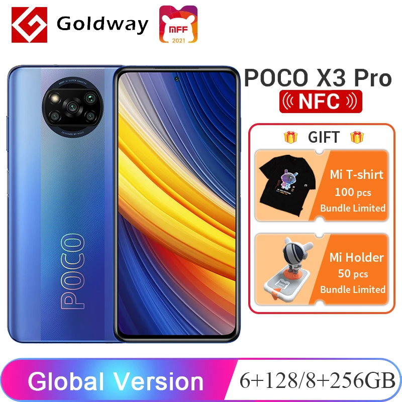 Глобальная версия POCO X3 Pro 6ГБ 128ГБ / 8ГБ 256ГБ Смартфон Snapdragon 860 FHD+ 120Гц DotDisplay 5160мАч 33W NFC Четыре камеры с ИИ - t