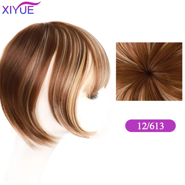 Black/Light Brown Clip In Hair Bangs Hairpiece Accessories Synthetic Fake Bangs Clip In Hair Extensions Clip In Hair Pieces 12-613
