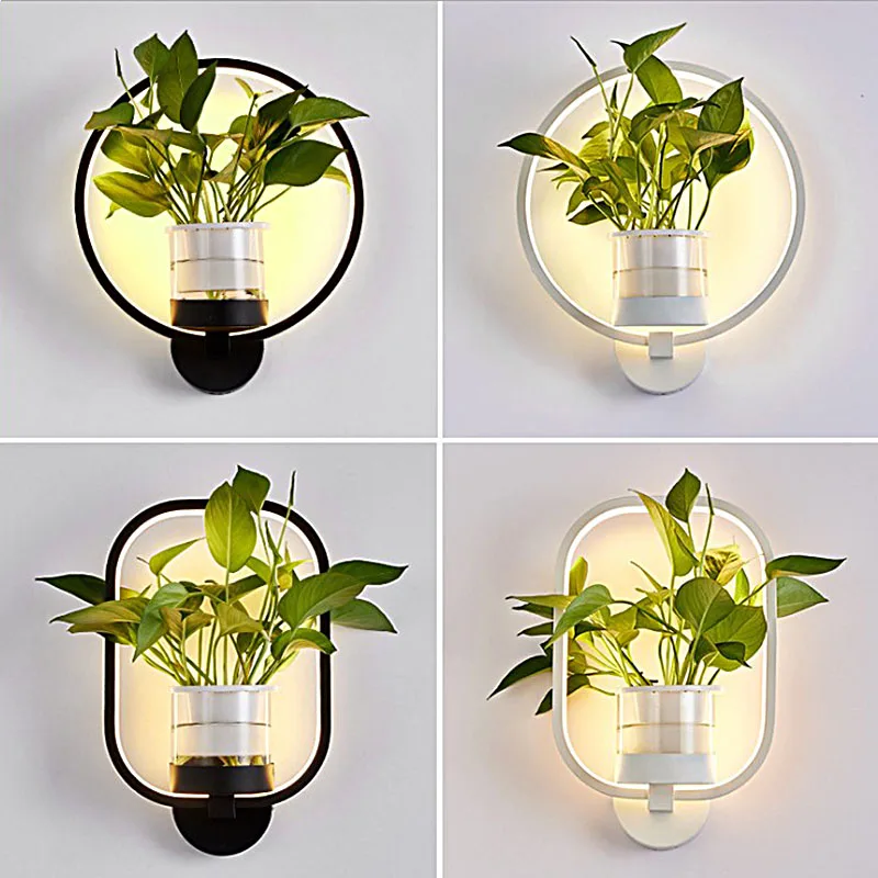 

Nordic Creative Living Room Dining Room Staircase Aisle Lamp Study Bedroom Bedside Lamp Green Plant Wall Lamp
