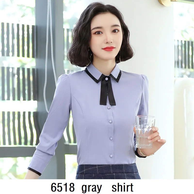 6518 gray shirt Женские костюмы, тонкая осенне-зимняя куртка в клетку, брюки, комплект из 2 предметов, Деловые женские брючные костюмы, женские костюмы, 8253 - Цвет: 6518 gray shirt