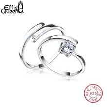Effie queen S925 Серебряное кольцо для пары с изменяемым именем для женщин и мужчин, циркониевое кольцо для рукоделия, обручальное ювелирное изделие TSR22