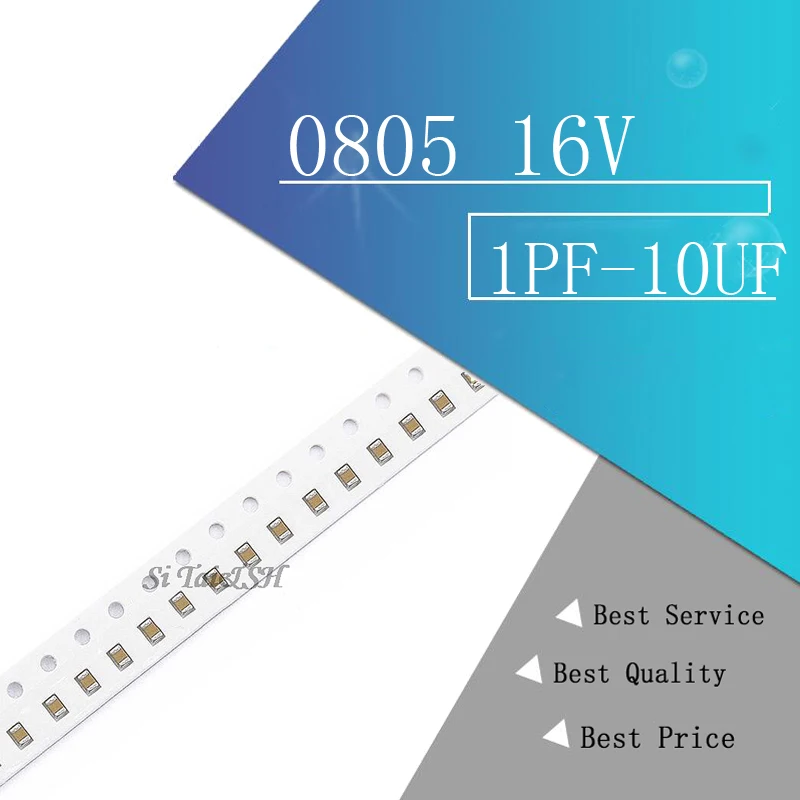 100PCS 0805 16V smd ceramic 1PF-10UF 20PF 220PF 330PF 680PF 4.7NF 22NF 33NF 10NF 220NF 1UF 2.2UF 4.7UF 10UF capacitors | Электронные