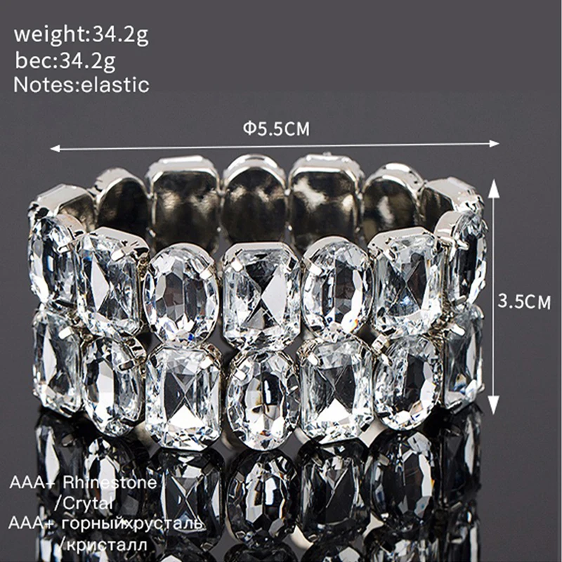 Hot Fashion more color big Crystal Rhinestone Wedding Bridal elasticity Bracelet Bangle Bling Wristband Women Jewelry B034 6