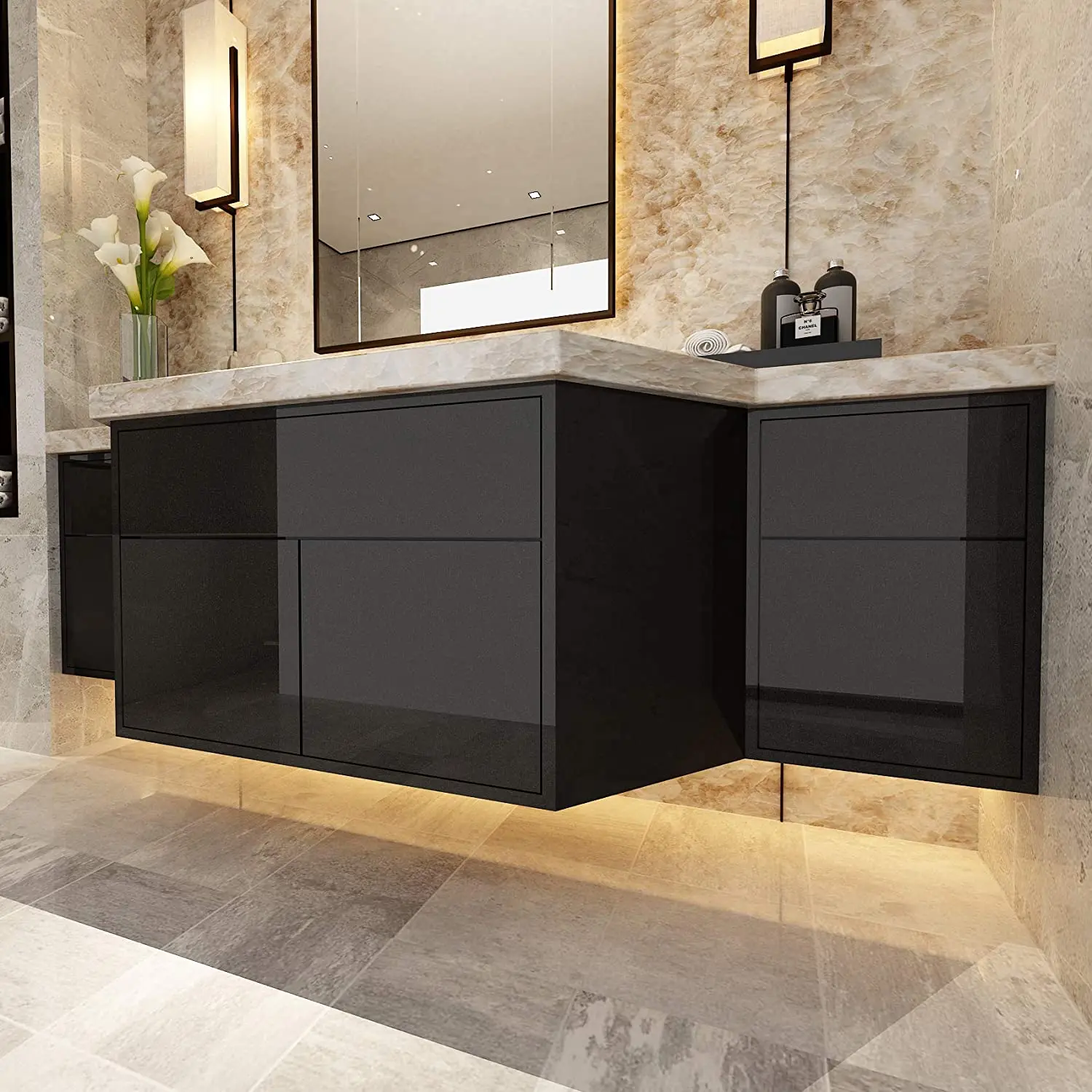 글리터 블랙 접촉 종이, 블랙 필과 스틱 벽지, 자체 접착 방수, 제거 가능한 비닐 벽 종이