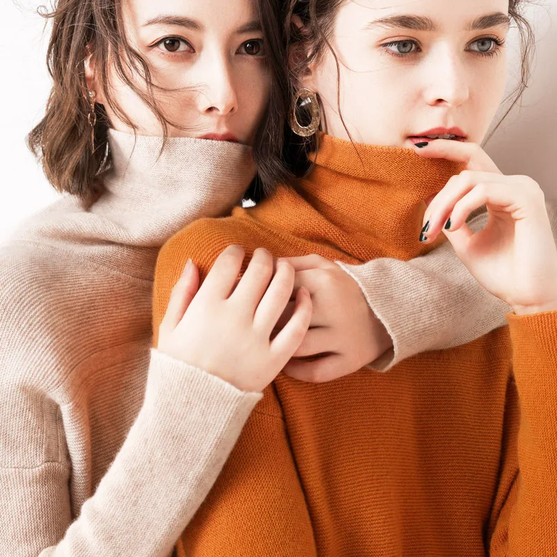 

Autumn Winter Turtleneck Thick Sweaters Fashion Long Sleeve Solid Color Female Jumper Basic Soft Knitted Tops
