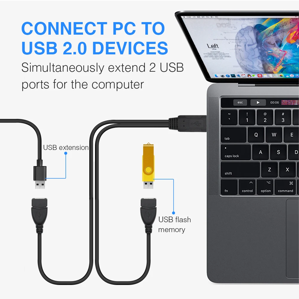 Черный usb кабель для зарядки USB 2,0 A папа-двойной USB 2,0 A Женский адаптер питания кабель для зарядки данных для mp3-плеера HDD SSD планшета