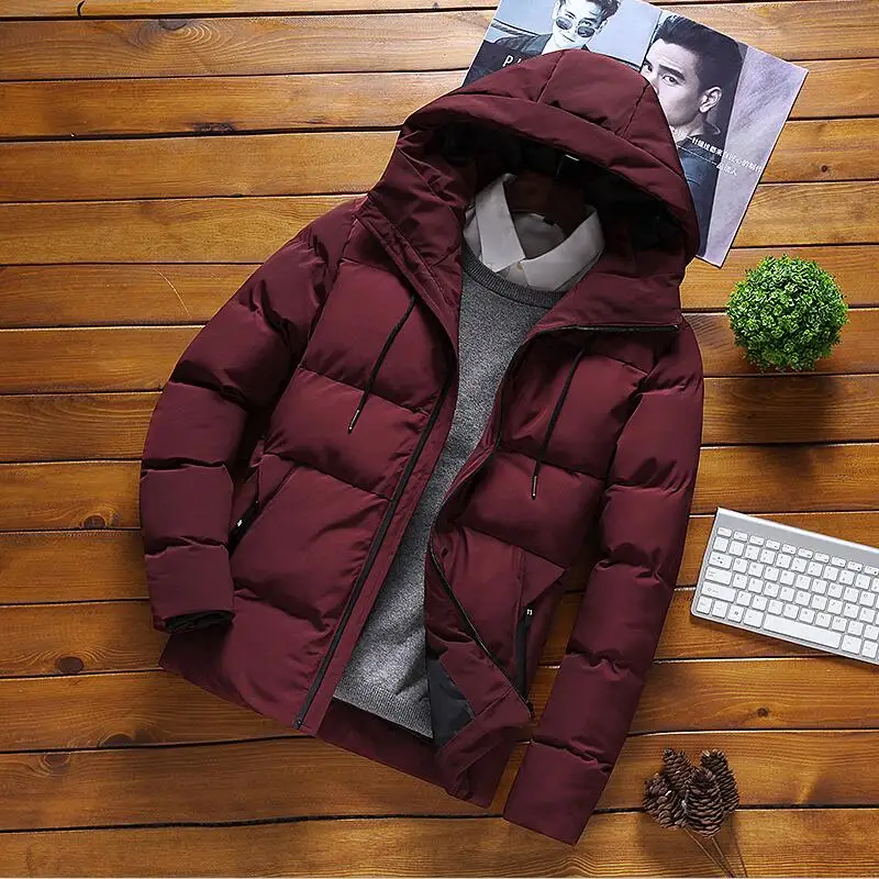 

Plus Size Winter Jacket Men Outerwear 2019 New Winter Men Coat Short Slim Thickening Warm Pakra Male Wadded Jacket Black Red