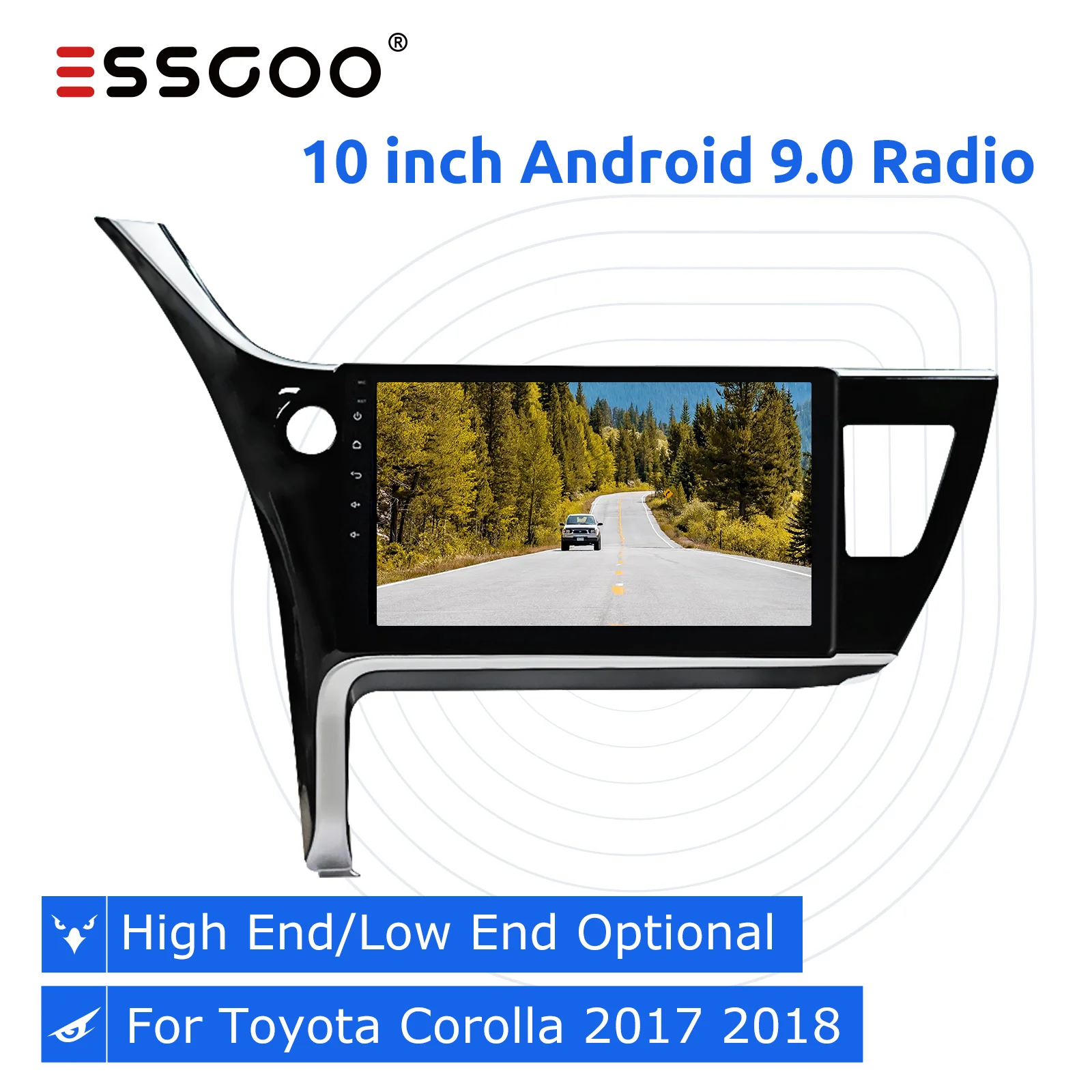 ESSGOO 10.1'' Android 9.0 Car Radio 2 din Stereo For Toyota Corolla 2017 2018 GPS Navigation Multimedia Player Autoradio 2Din |