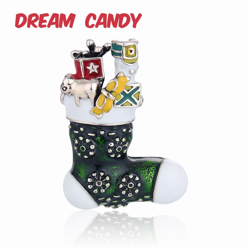 Dream Candy Creative Colorful Enamel Christmas socks Brooches for Women 2 Colors Fashion Accessories Kids Jewelry 2021 New Style | Украшения