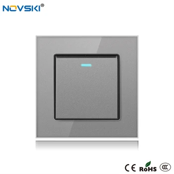 

NOVSKI Luxury Grey Universal Switch Wall 1 Gang Power On Off Rocker Switch 110 - 250V