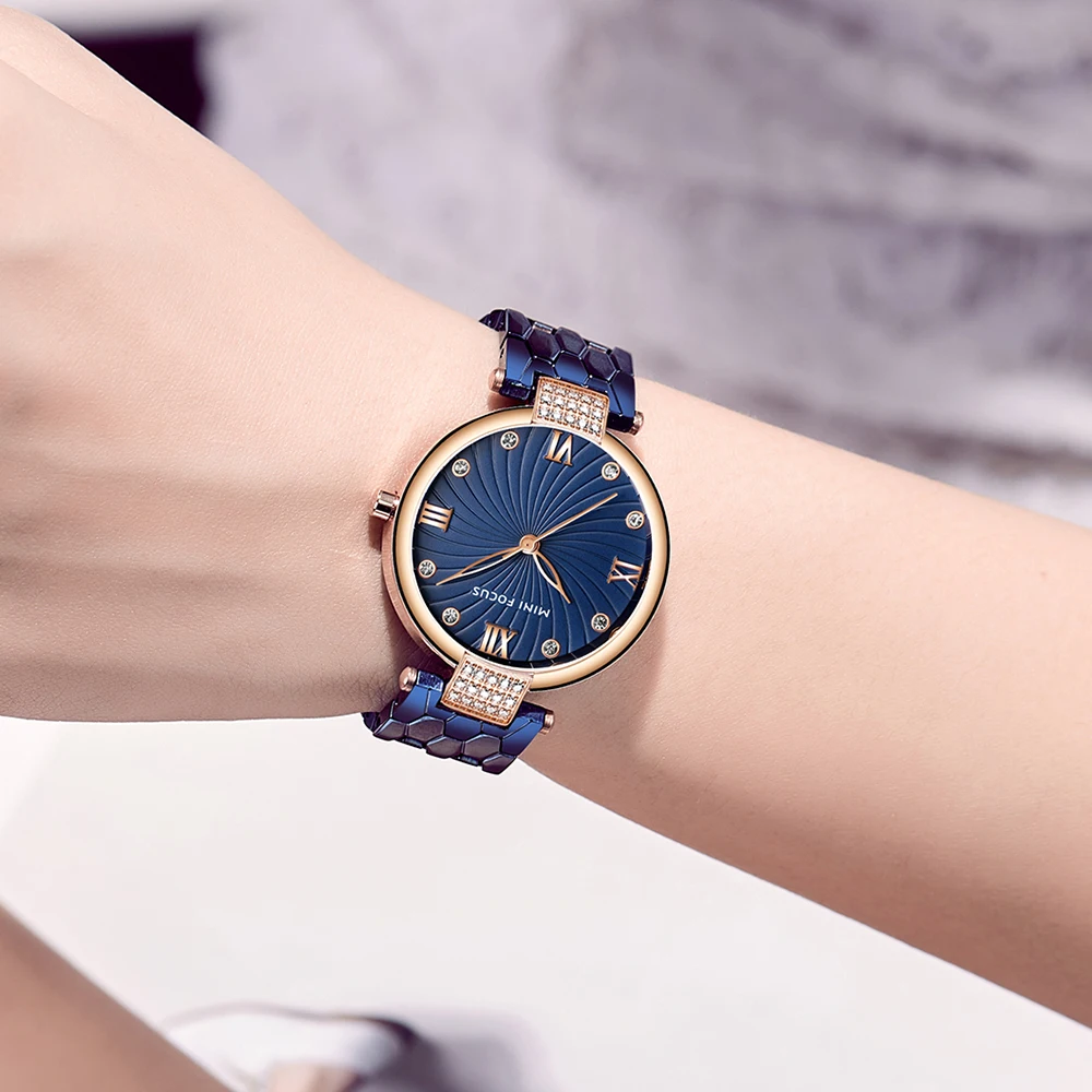Мини фокус современная мода кварцевые часы женские ремешок из нержавеющей стали высокое качество повседневные часы Роскошный Алмаз женский Tabl