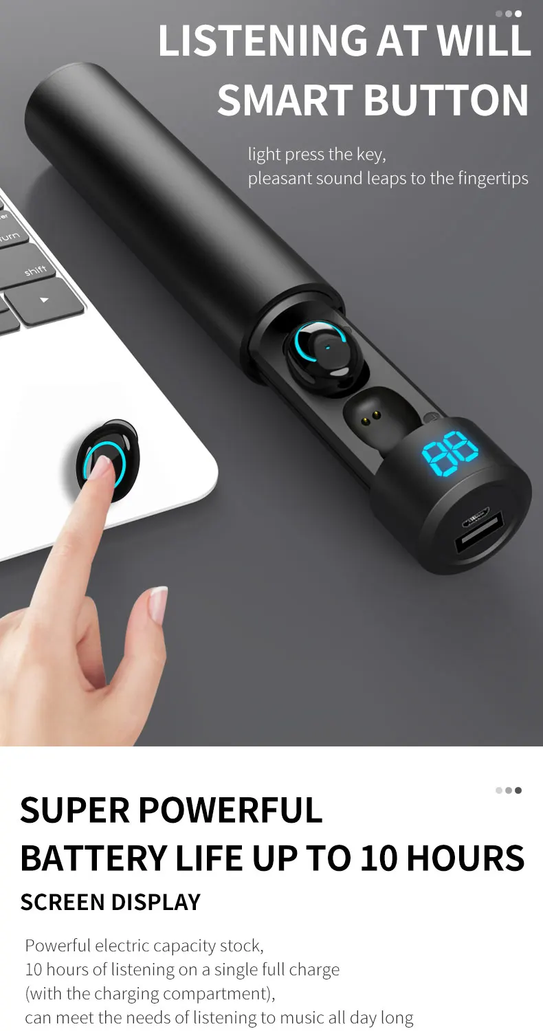 Q19 Bluetooth 5,0 наушники TWS беспроводные наушники-вкладыши с двойным микрофоном HiFi IPX5 водонепроницаемые мини спортивные игры гарнитура