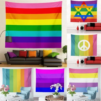

130x150cm Hot Sale LGBT Gay Pride Colorful Soft Material Rainbow wall Room Posters Tapestry