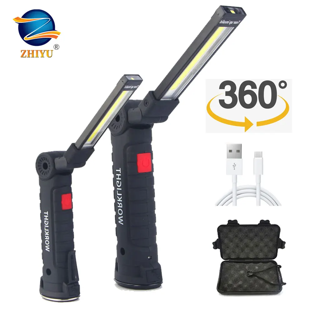 ZHIYU 5 Modes COB Working Flashlight LED Torch Vehicle Repairing Lamps USB Rechargeable Magnetic 360 rotating Portable Lights|LED Flashlights| - AliExpress