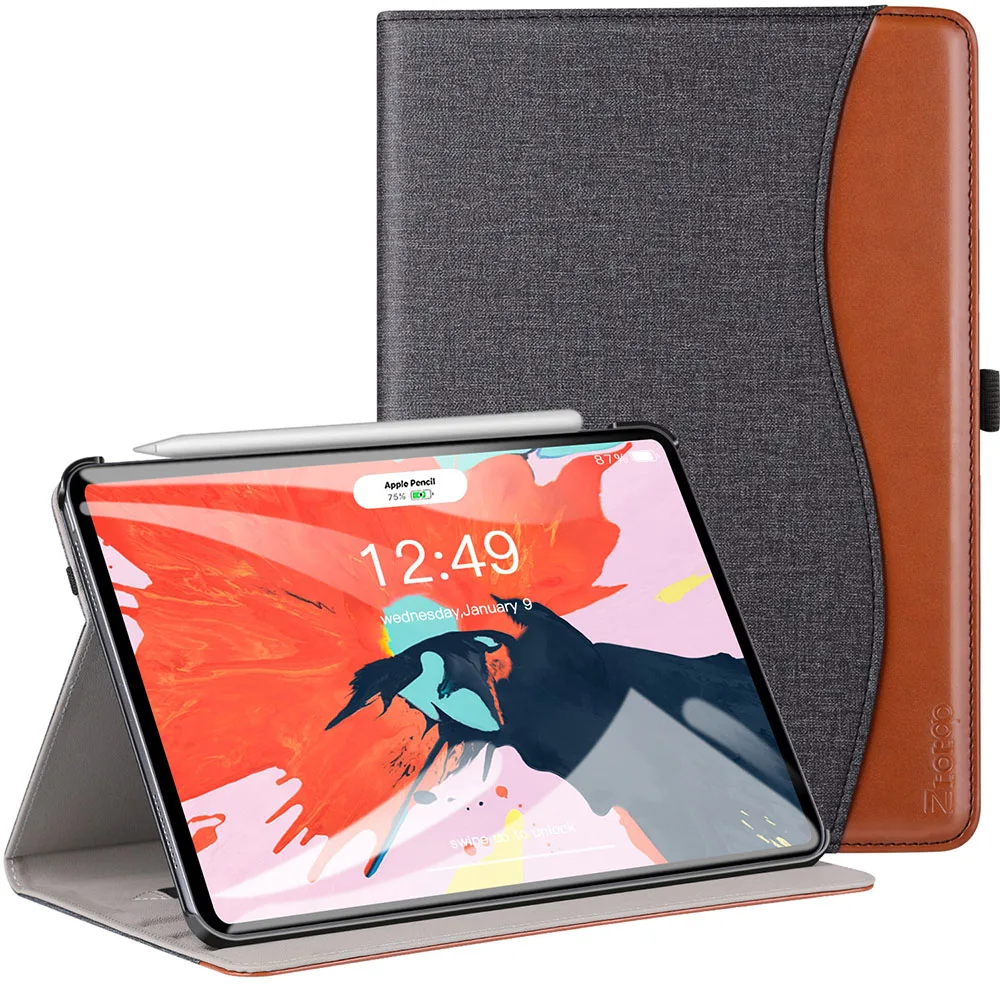 Ztotop чехол для ipad 11 дюймов 2018 премиум кожа тонкий несколько углов обзора складной