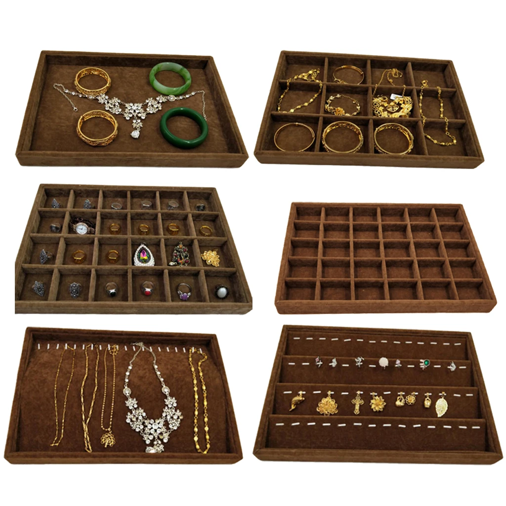 

Ring Earring Necklace Pendant Display Velvet Box Pad Tray 35x24x3cm Home Shop Counter Orgainzer
