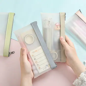 

MINKYS TPU Simple Series Large Capacity Waterproof Pencil Case Pencil Bag Pencil Pouch Transparent Bags Kawaii School Stationery