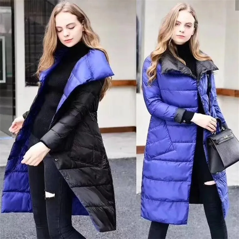 двусторонний длинный женский пуховик. пуховик длинный двухсторонний. куртка-одеяло с капюшоном женская. пуховик двухсторонний женский длинный. золотой пуховик длинный.