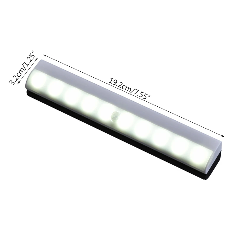 

Creative Intelligent Sensor Strip Wardrobe Night Light Human Induction Lamp10 LED Closet Lights Battery Power For home Wall Lamp