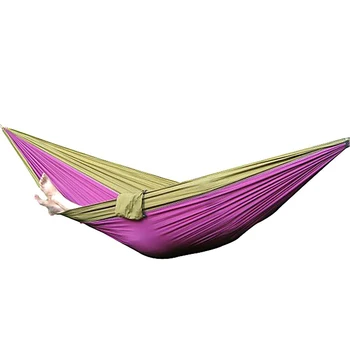 

240*140cm Portable Stripe Pattern Nylon Single Hammock for Outdoor Camping (Random Color)