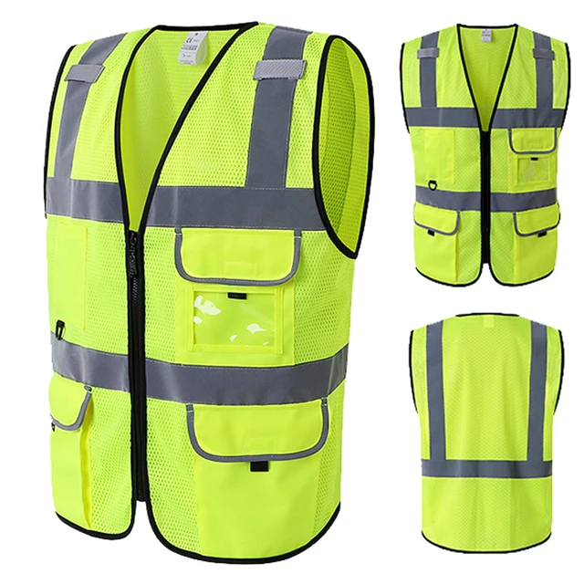 Adult Reflective Safety Vest with Zipper and Stripes