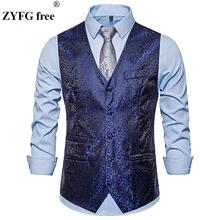 Plus size men smart casual suit vest Solid color single breasted design vest Small embroidered flowers pattern men's Vest Plus size men smart casual suit vest Solid color single breasted design vest Small embroidered flowers pattern men's Vest