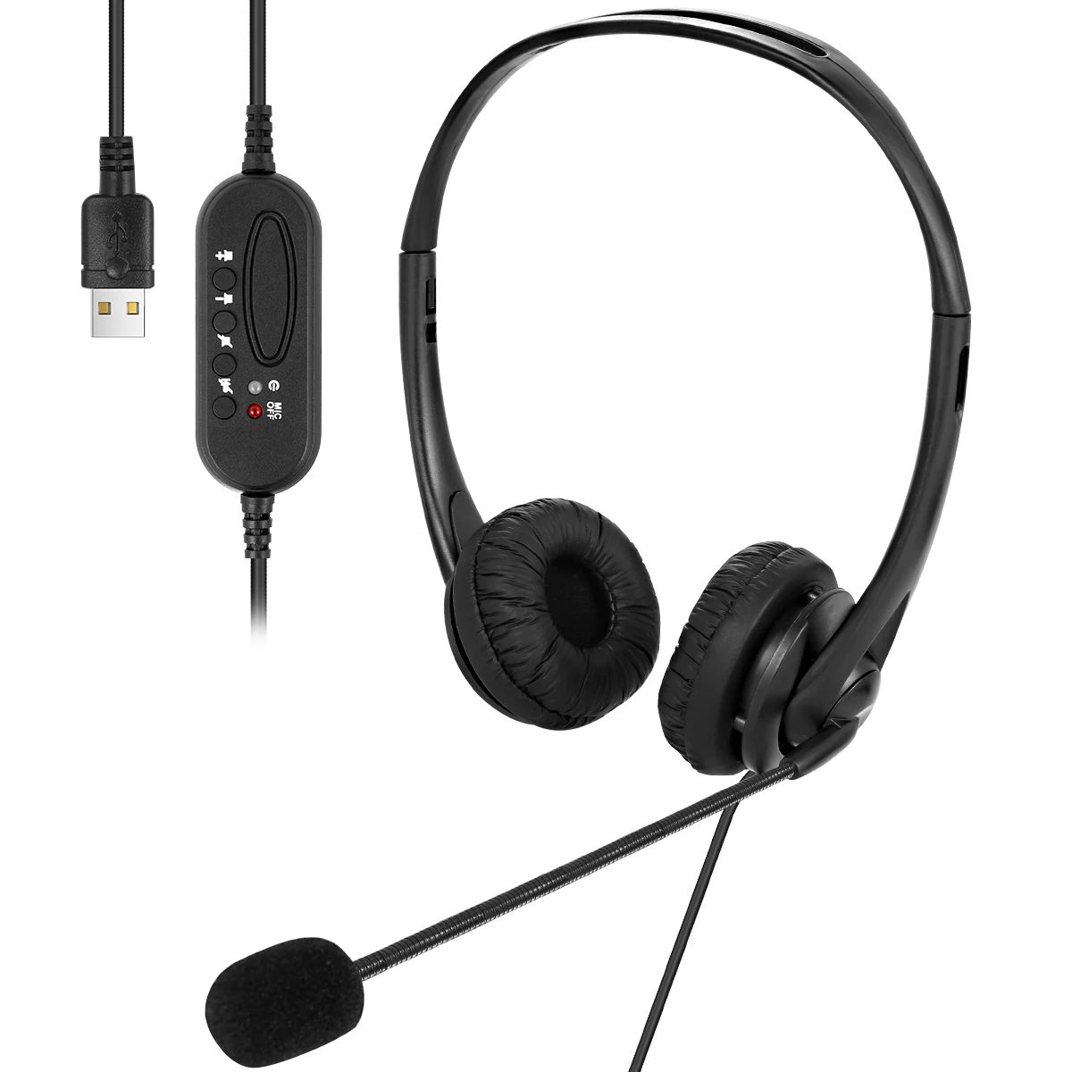 SOONHUA Wired Headphone USB Headset Earphone On Ear Headphones With Microphone For Laptop Desktop Corded Telephone
