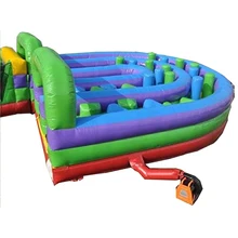 Customized PVC Inflatable Obstacle Course U-Turn Design Interactively For Children And Adults Sports Play