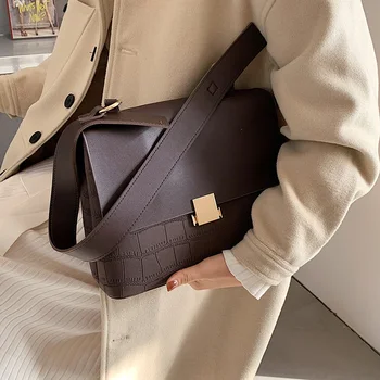 

Scrub PU Leather Crossbody Bags For Women 2021 Winter Vintage Stone Pattern Shoulder Handbags Female Branded Cross Body Bag