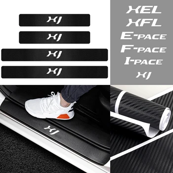 

Car Door Sill Protector Stickers 4PCS 3D Carbon Fiber Car Threshold Scuff Plate Decal for Jaguar XEL XFL E-PACE F-PACE I-PACE XJ
