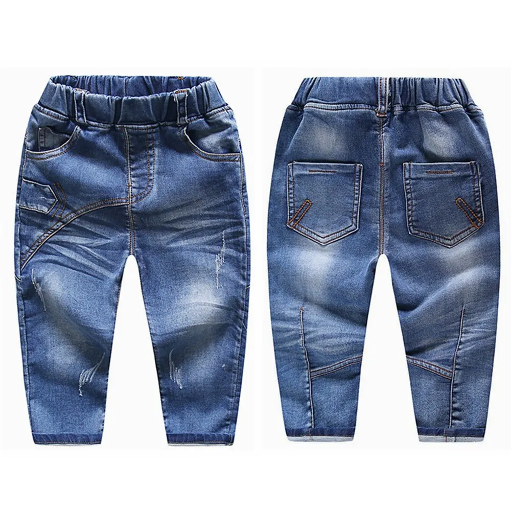 Soft Cotton Denim От 0 до 6 лет джинсы для малышей хлопковые эластичные джинсовые штаны для малышей детские штаны рваные джинсы с дырками одежда для малышей Одежда для детей джинсы для малышей 1, 2, 3 лет - Цвет: Soft Cotton Denim