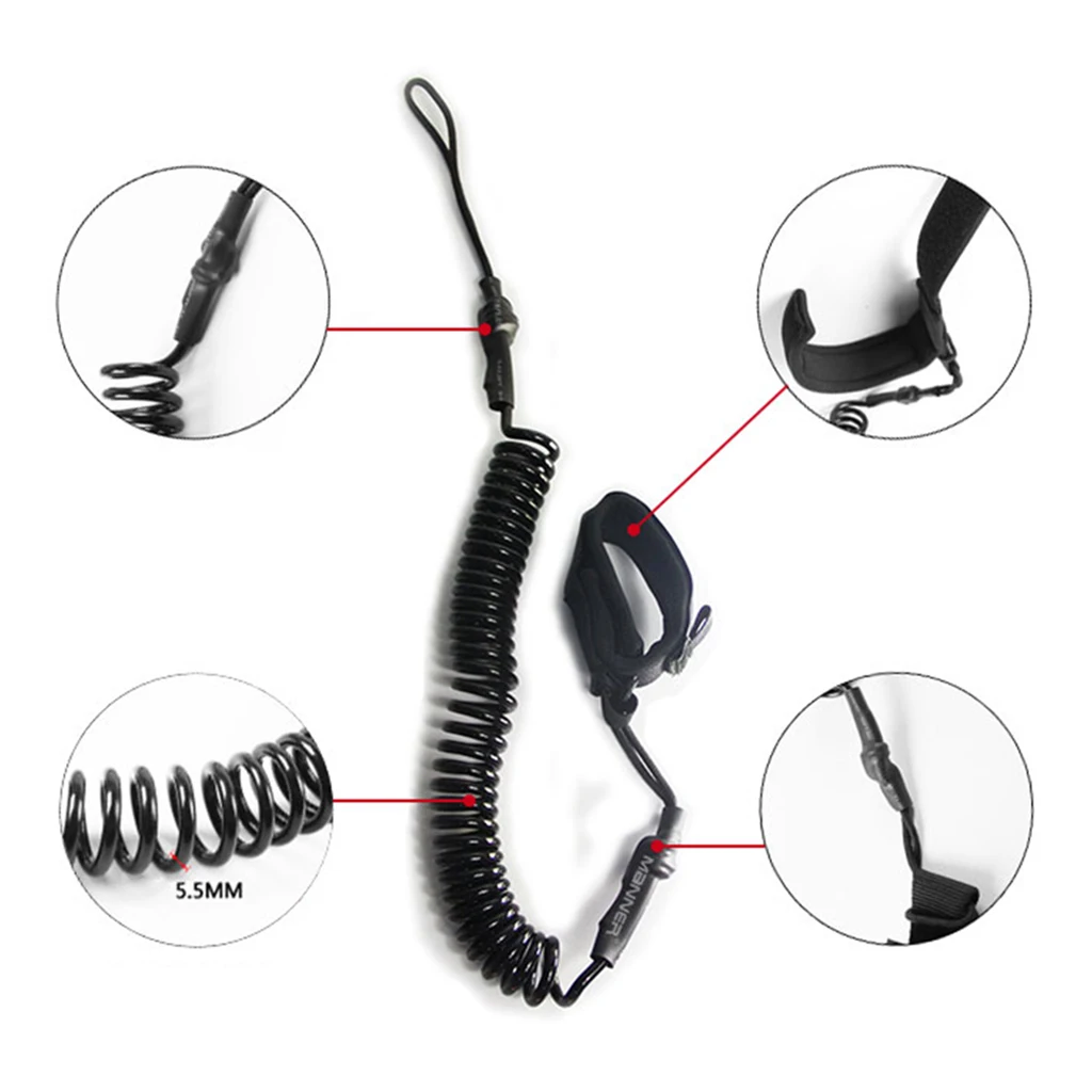 10ft Surfboard Leash Surf Leg Rope Stand Up Paddle Board SUPs Ankle Strap Coiled TPU Safety Cord Surfing Accessory