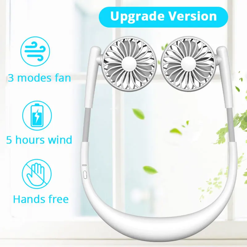 

Hands-free Neck Band USB Fan Portable Hanging Neck Sports Fan 360 Degree Adjustable 3 Modes Wind Mini Fan USB Rechargeable